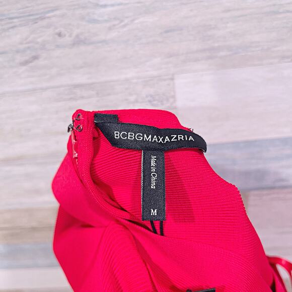 BCBGMaxazria Brielle Bodycon Halter Dress Red Party Cocktail Womens Medium - Picture 6 of 10